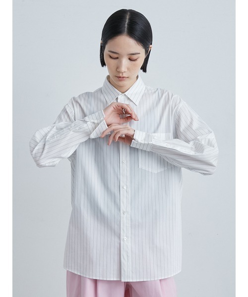 MIESROHE（ミースロエ）の「ベーシックダブルカフスシャツ（シャツ/ブラウス・レディース・ホワイト/ストライプ/チェック/ブルー・FREE）」の19枚目の写真