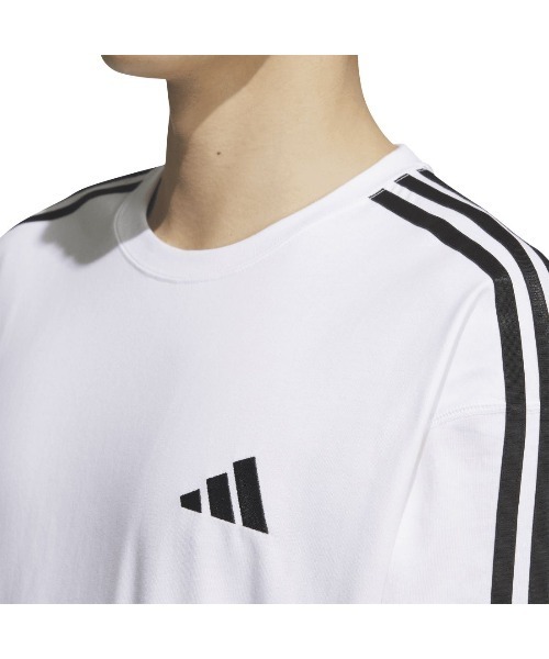adidas(アディダス)の「アディダス adidas エッセンシャルズ プラス ルーズフィット スリーストライプス 長袖Tシャツ(Tシャツ/カットソー・メンズ・ネイビー/ホワイト/ブラック・S/M/L/LL/3L)」の7枚目の写真