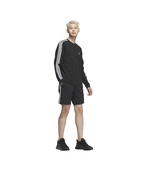 adidas(アディダス)の「アディダス adidas エッセンシャルズ プラス ルーズフィット スリーストライプス 長袖Tシャツ(Tシャツ/カットソー・メンズ・ネイビー/ホワイト/ブラック・S/M/L/LL/3L)」の9枚目の写真