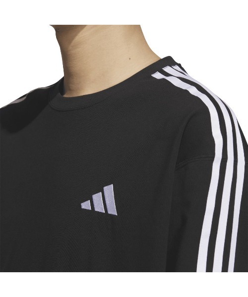 adidas(アディダス)の「アディダス adidas エッセンシャルズ プラス ルーズフィット スリーストライプス 長袖Tシャツ(Tシャツ/カットソー・メンズ・ネイビー/ホワイト/ブラック・S/M/L/LL/3L)」の11枚目の写真