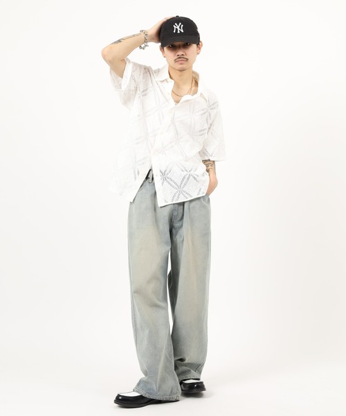 Jungle Storm(ジャングルストーム)の「Denim wide baggy pants / デニムワイドバギーパンツ unisex(デニムパンツ・メンズ・ブラック/サックスブルー/ブルー・L/M)」の8枚目の写真