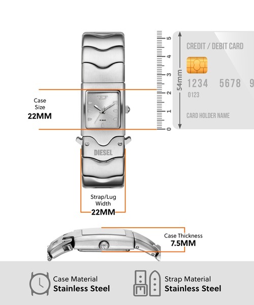 DIESEL(ディーゼル)の「ディーゼル 腕時計 メンズ アナログ ステンレス DZ2222(アナログ腕時計・メンズ・シルバー・FREE)」の7枚目の写真