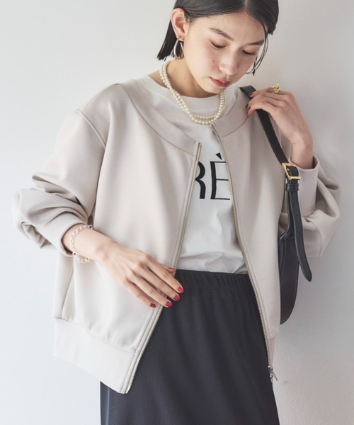 Doux archives(ドゥアルシーヴ)の「カノコ4way WZIPプルオーバー(Tシャツ/カットソー・レディース・チャコールグレー/オフホワイト/ネイビー/ベージュ・38)」の4枚目の写真