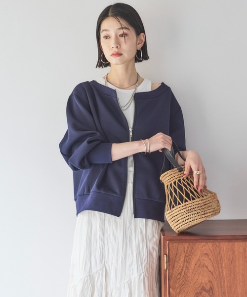 Doux archives(ドゥアルシーヴ)の「カノコ4way WZIPプルオーバー(Tシャツ/カットソー・レディース・チャコールグレー/オフホワイト/ネイビー/ベージュ・38)」の1枚目の写真