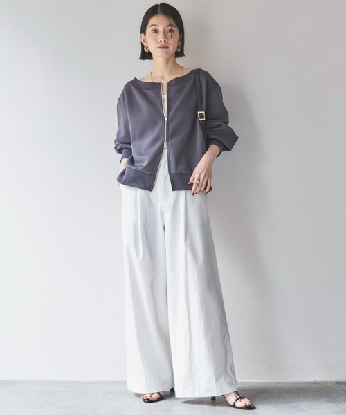 Doux archives(ドゥアルシーヴ)の「カノコ4way WZIPプルオーバー(Tシャツ/カットソー・レディース・チャコールグレー/オフホワイト/ネイビー/ベージュ・38)」の5枚目の写真