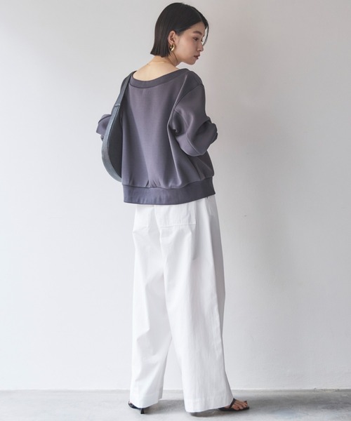 Doux archives(ドゥアルシーヴ)の「カノコ4way WZIPプルオーバー(Tシャツ/カットソー・レディース・チャコールグレー/オフホワイト/ネイビー/ベージュ・38)」の10枚目の写真