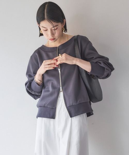 Doux archives(ドゥアルシーヴ)の「カノコ4way WZIPプルオーバー(Tシャツ/カットソー・レディース・チャコールグレー/オフホワイト/ネイビー/ベージュ・38)」の19枚目の写真