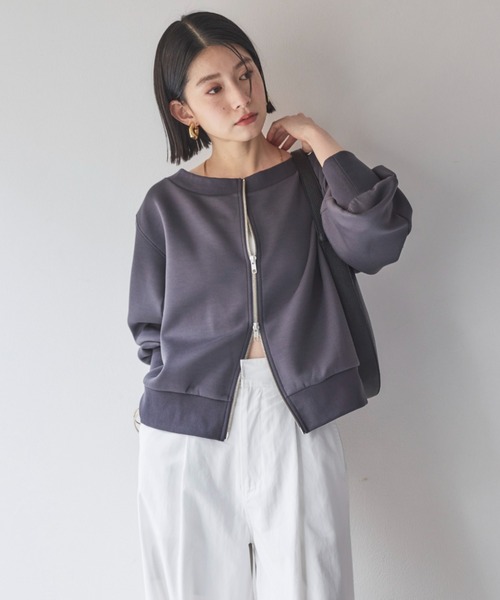 Doux archives(ドゥアルシーヴ)の「カノコ4way WZIPプルオーバー(Tシャツ/カットソー・レディース・チャコールグレー/オフホワイト/ネイビー/ベージュ・38)」の16枚目の写真