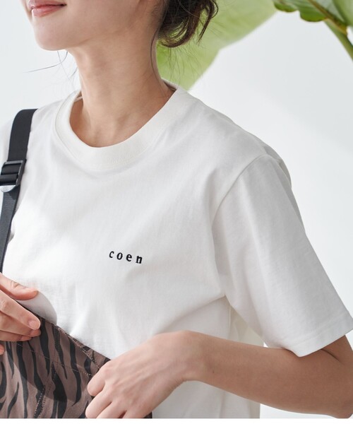 coen(コーエン)の「USAコットン COENロゴ刺繍Tシャツ(Tシャツ/カットソー・レディース・ダークグレー/ライトピンク/ブラック/オフホワイト/その他1/ロイヤルブルー・M/L)」の2枚目の写真