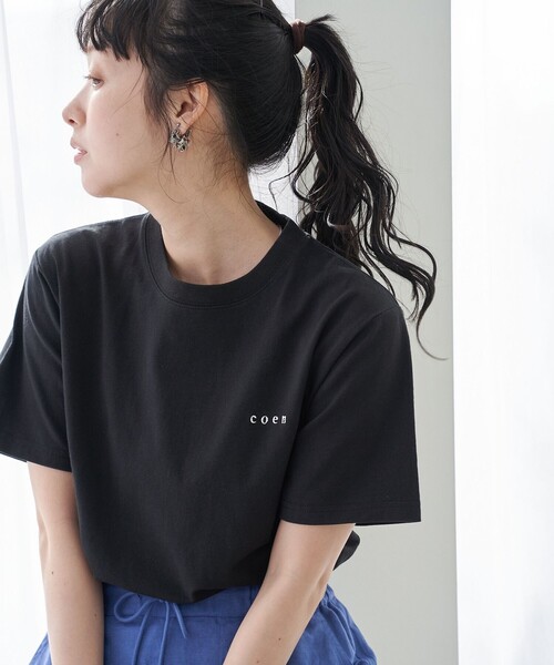 coen(コーエン)の「USAコットン COENロゴ刺繍Tシャツ(Tシャツ/カットソー・レディース・ダークグレー/ライトピンク/ブラック/オフホワイト/その他1/ロイヤルブルー・M/L)」の3枚目の写真