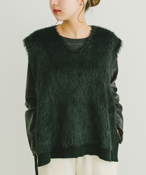 ITEMS URBANRESEARCH(アイテムズ アーバンリサーチ)の「フロントシャギーベスト(ベスト・レディース・ベージュ/ブラック/ライトベージュ・FREE)」の13枚目の写真