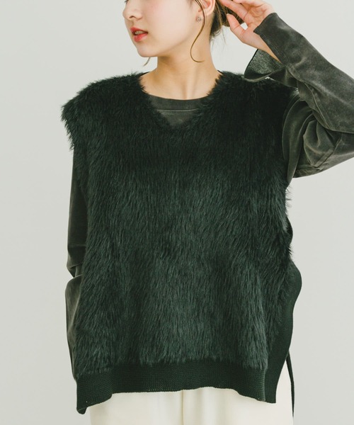 ITEMS URBANRESEARCH(アイテムズ アーバンリサーチ)の「フロントシャギーベスト(ベスト・レディース・ベージュ/ブラック/ライトベージュ・FREE)」の14枚目の写真