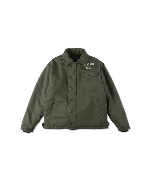 WIND AND SEA(ウィンダンシー)の「MILITARY SURPLUS A2 DECK JACKET(ブルゾン・メンズ・オリーブ・LARGE)」の2枚目の写真