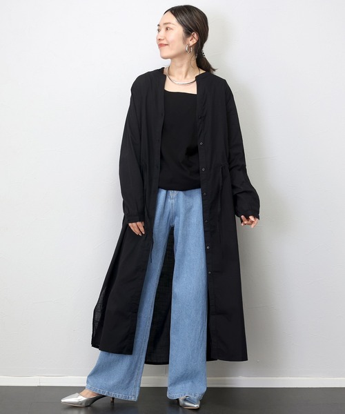 Aletta vita（アレッタビータ）の「コットンスラブドロスト前開きワンピース（ワンピース・レディース・ダークグリーン/ブラック/モカ・FREE）」の9枚目の写真