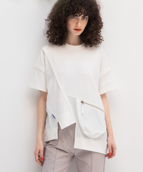 AULA AILA（アウラアイラ）の「ポケットコンビネーションTシャツ（Tシャツ/カットソー・レディース・ネイビー/ブラック/オフホワイト・0）」の15枚目の写真