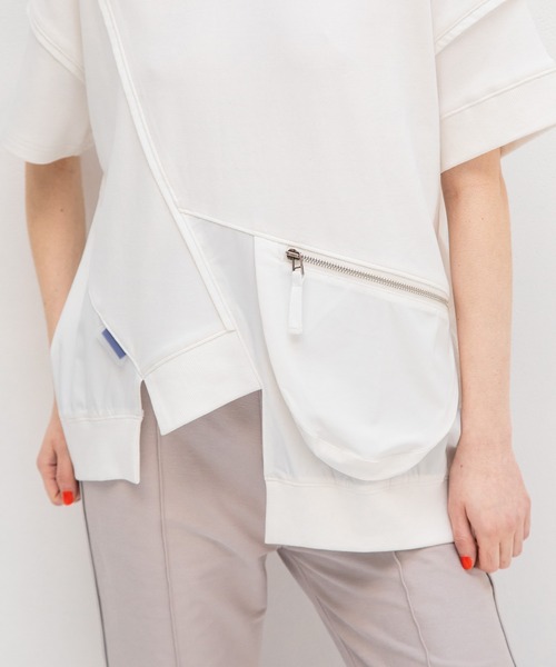 AULA AILA（アウラアイラ）の「ポケットコンビネーションTシャツ（Tシャツ/カットソー・レディース・ネイビー/ブラック/オフホワイト・0）」の16枚目の写真