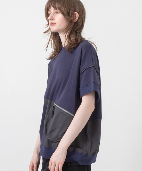 AULA AILA(アウラアイラ)の「ポケットコンビネーションTシャツ(Tシャツ/カットソー・レディース・ネイビー/ブラック/オフホワイト・0)」の5枚目の写真