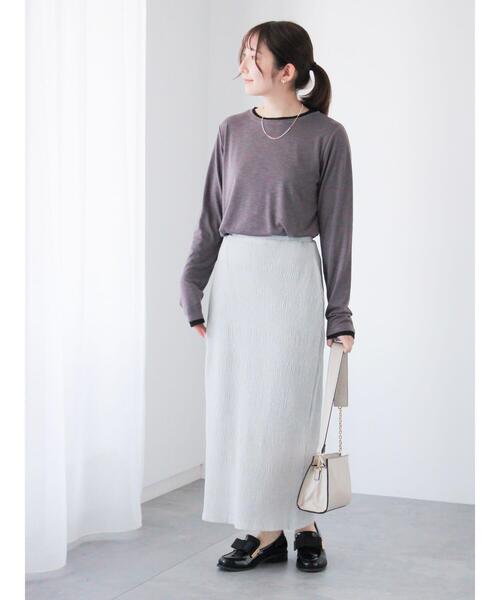 Te chichi TERRASSE(テチチテラス)の「レイヤードセットロングTシャツ《2025spring catalog item》(Tシャツ/カットソー・レディース・チャコールグレー/グレー/オフホワイト・F)」の4枚目の写真