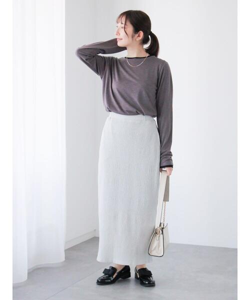 Te chichi TERRASSE(テチチテラス)の「レイヤードセットロングTシャツ《2025spring catalog item》(Tシャツ/カットソー・レディース・チャコールグレー/グレー/オフホワイト・F)」の5枚目の写真