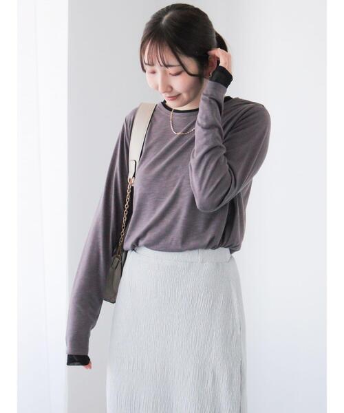 Te chichi TERRASSE(テチチテラス)の「レイヤードセットロングTシャツ《2025spring catalog item》(Tシャツ/カットソー・レディース・チャコールグレー/グレー/オフホワイト・F)」の6枚目の写真