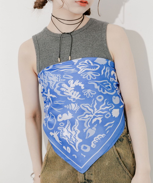 SMELLY（スメリー）の「アソートパターンスカーフ（バンダナ/スカーフ・レディース・ブラック/オレンジ/イエロー/ブルー/ブラウン/グリーン/ブルー系その他/イエロー系その他/ドット/ミント/レッド/ブラック系その他/グレー系その他・-）」の9枚目の写真