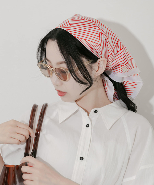 SMELLY（スメリー）の「アソートパターンスカーフ（バンダナ/スカーフ・レディース・ブラック/オレンジ/イエロー/ブルー/ブラウン/グリーン/ブルー系その他/イエロー系その他/ドット/ミント/レッド/ブラック系その他/グレー系その他・-）」の11枚目の写真