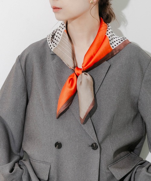 SMELLY（スメリー）の「アソートパターンスカーフ（バンダナ/スカーフ・レディース・ブラック/オレンジ/イエロー/ブルー/ブラウン/グリーン/ブルー系その他/イエロー系その他/ドット/ミント/レッド/ブラック系その他/グレー系その他・-）」の5枚目の写真