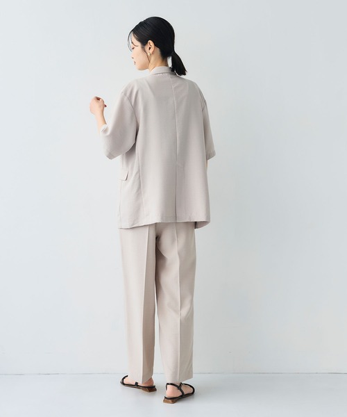 CROSS FUNCTION（クロスファンクション）の「《シワになりにくい》サマナチュラ リネンライクハーフスリーブテーラードジャケット【CF/クロスファンクション】（テーラードジャケット・レディース・ライトベージュ/チャコールグレー・LL/L/M）」の20枚目の写真