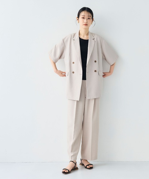 CROSS FUNCTION（クロスファンクション）の「《シワになりにくい》サマナチュラ リネンライクハーフスリーブテーラードジャケット【CF/クロスファンクション】（テーラードジャケット・レディース・ライトベージュ/チャコールグレー・LL/L/M）」の19枚目の写真