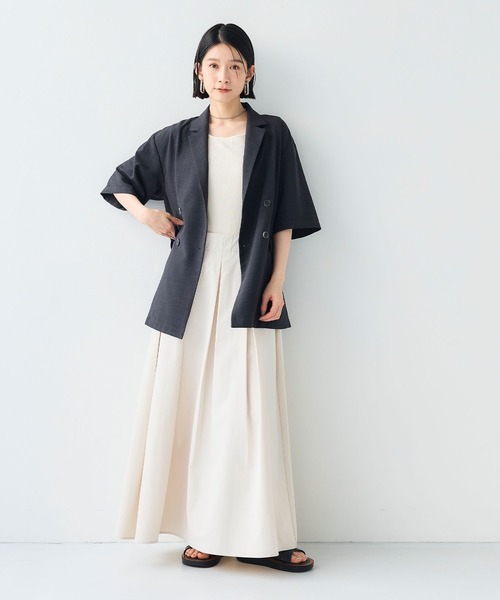 CROSS FUNCTION（クロスファンクション）の「《シワになりにくい》サマナチュラ リネンライクハーフスリーブテーラードジャケット【CF/クロスファンクション】（テーラードジャケット・レディース・ライトベージュ/チャコールグレー・LL/L/M）」の10枚目の写真