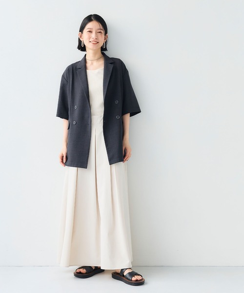 CROSS FUNCTION（クロスファンクション）の「《シワになりにくい》サマナチュラ リネンライクハーフスリーブテーラードジャケット【CF/クロスファンクション】（テーラードジャケット・レディース・ライトベージュ/チャコールグレー・LL/L/M）」の11枚目の写真