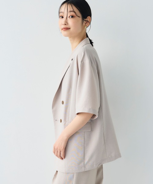 CROSS FUNCTION（クロスファンクション）の「《シワになりにくい》サマナチュラ リネンライクハーフスリーブテーラードジャケット【CF/クロスファンクション】（テーラードジャケット・レディース・ライトベージュ/チャコールグレー・LL/L/M）」の17枚目の写真