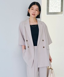 CROSS FUNCTION（クロスファンクション）の「《シワになりにくい》サマナチュラ リネンライクハーフスリーブテーラードジャケット【CF/クロスファンクション】（テーラードジャケット）」