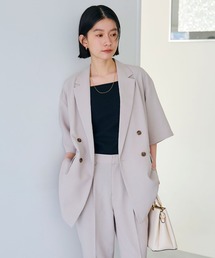 CROSS FUNCTION（クロスファンクション）の「《シワになりにくい》サマナチュラ リネンライクハーフスリーブテーラードジャケット【CF クロスファンクション】（テーラードジャケット）」
