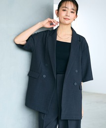 CROSS FUNCTION（クロスファンクション）の「《シワになりにくい》サマナチュラ リネンライクハーフスリーブテーラードジャケット【CF/クロスファンクション】（テーラードジャケット）」