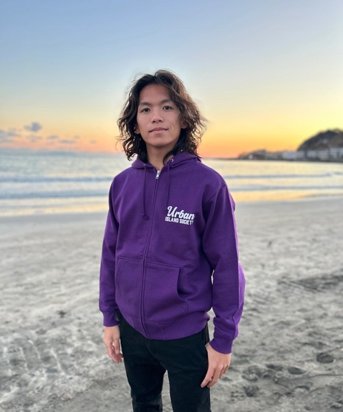 URBAN ISLAND SOCIETY(アーバンアイランドソサエティ)の「【URBAN ISLAND SOCIETY/アーバンアイランドソサエティ】Yikes! Honu Zip Hoodie/ジップアップパーカー(パーカー・メンズ・ヘザーグレー/パープル・SMALL/MEDIUM/LARGE/X-LARGE/XX-LARGE)」の5枚目の写真