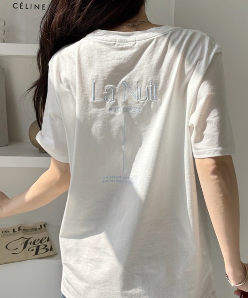 【 Jeans】バックロゴ 半袖 Tシャツ ホワイト / 送料無料 セール】【Eclat one】ニュアンス バックロゴ Tシャツ(Tシャツ