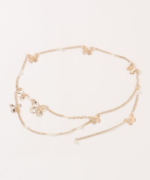 VIBGYOR Women（ヴィブジョー　ウィメン）の「【urge select】バタフライモチーフ アンティーク調 チェーンベルト（ベルト・レディース・シルバー/ゴールド・FREE）」の3枚目の写真