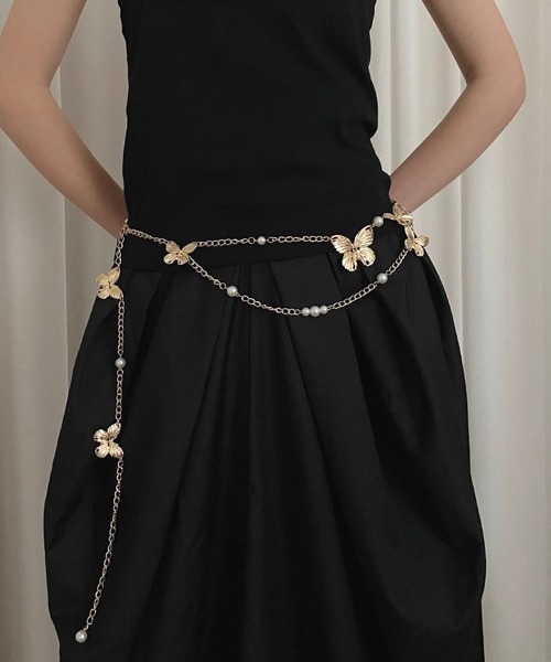 VIBGYOR Women（ヴィブジョー　ウィメン）の「【urge select】バタフライモチーフ アンティーク調 チェーンベルト（ベルト・レディース・シルバー/ゴールド・FREE）」の5枚目の写真