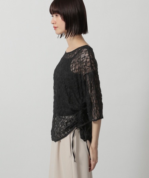 LAKOLE（ラコレ）の「レースシャーリングプルオーバー6分袖 / 327791（Tシャツ/カットソー・レディース・ブラック/グレー/アイボリー・FREE）」の15枚目の写真