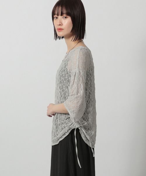 LAKOLE（ラコレ）の「レースシャーリングプルオーバー6分袖 / 327791（Tシャツ/カットソー・レディース・ブラック/グレー/アイボリー・FREE）」の20枚目の写真