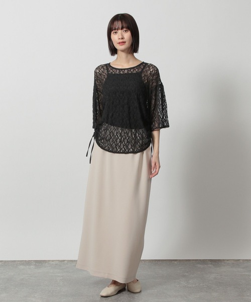 LAKOLE（ラコレ）の「レースシャーリングプルオーバー6分袖 / 327791（Tシャツ/カットソー・レディース・ブラック/グレー/アイボリー・FREE）」の11枚目の写真