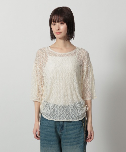 LAKOLE（ラコレ）の「レースシャーリングプルオーバー6分袖 / 327791（Tシャツ/カットソー・レディース・ブラック/グレー/アイボリー・FREE）」の22枚目の写真