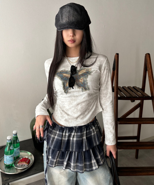 2点セットタグ付き PING ストレッチニットコーデュロイティアードスカート 2点セットタグ付き PING ストレッチニットコーデュロイ