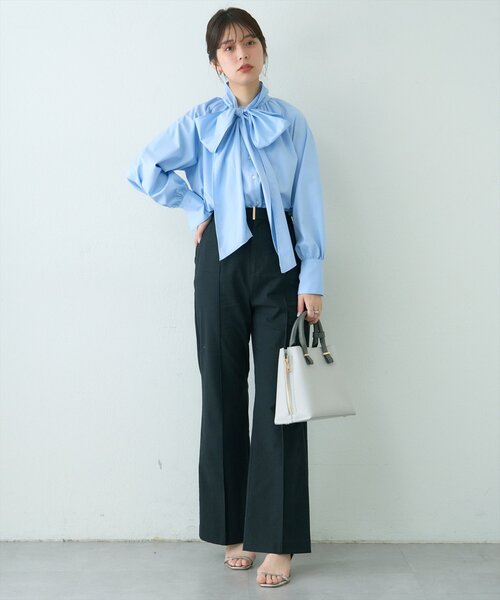 natural couture（ナチュラルクチュール）の「osono綿麻ハイウエストパンツ（その他パンツ・レディース・ネイビー/ブラック/ライトベージュ・MEDIUM/SMALL/LARGE）」の2枚目の写真