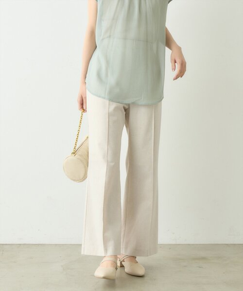 natural couture（ナチュラルクチュール）の「osono綿麻ハイウエストパンツ（その他パンツ・レディース・ネイビー/ブラック/ライトベージュ・MEDIUM/SMALL/LARGE）」の5枚目の写真