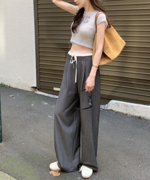 Mela(メラ)の「STRIPE TROUSERS(スラックス・レディース・グレー/ネイビー・L/M/S)」の4枚目の写真