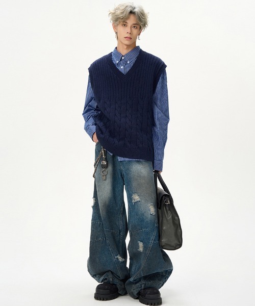 B'day（ビーデイ）の「【 B'day / ビーデー 】マイクロチェック ボタンダウンカラーシャツ（シャツ/ブラウス・メンズ・ブルー・X-LARGE/LARGE/MEDIUM/XX-LARGE）」の13枚目の写真