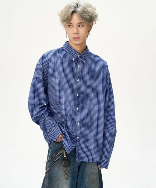 B'day（ビーデイ）の「【 B'day / ビーデー 】マイクロチェック ボタンダウンカラーシャツ（シャツ/ブラウス・メンズ・ブルー・X-LARGE/LARGE/MEDIUM/XX-LARGE）」の14枚目の写真