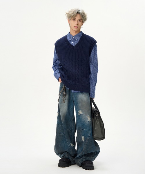 B'day（ビーデイ）の「【 B'day / ビーデー 】マイクロチェック ボタンダウンカラーシャツ（シャツ/ブラウス・メンズ・ブルー・X-LARGE/LARGE/MEDIUM/XX-LARGE）」の8枚目の写真